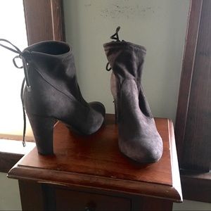 Unisa Dark Taupe Faux Suede Booties